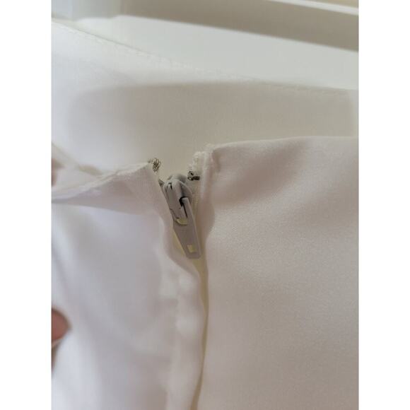 Davids Bridal All-over satin tea-length ball gown W/ wide spaghetti straps SZ 6 - Picture 3 of 6